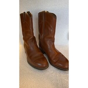 Wolverine Men's Brown Leather Pull On Boots Western Style Made in USA Size 9.5